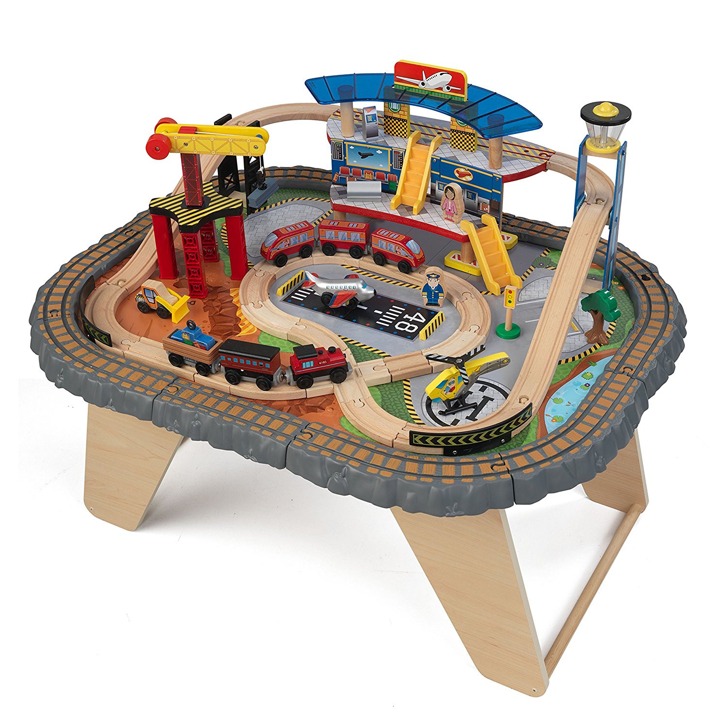 KidKraft 17564.0 Transportation Station Train Set and Table Toy