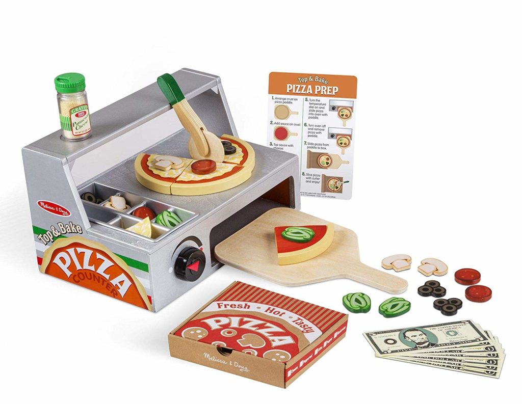 Melissa & Doug Top and Bake Wooden Pizza Counter Play Food Set